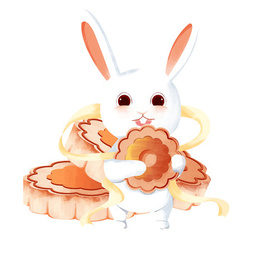 简约中秋节玉兔月饼