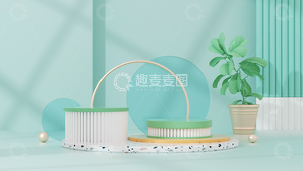 源文件下载【趣麦麦图】C4D简约立体电商展台海报背景