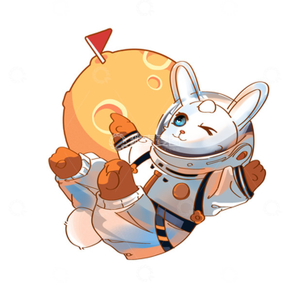 源文件下载【趣麦麦图】中秋节卡通玉兔宇航员太空星球元素