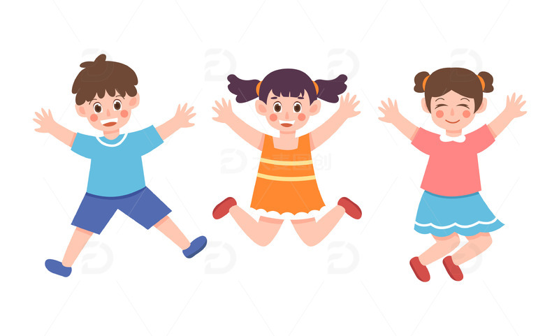 卡通简约跳跃玩耍的小朋友