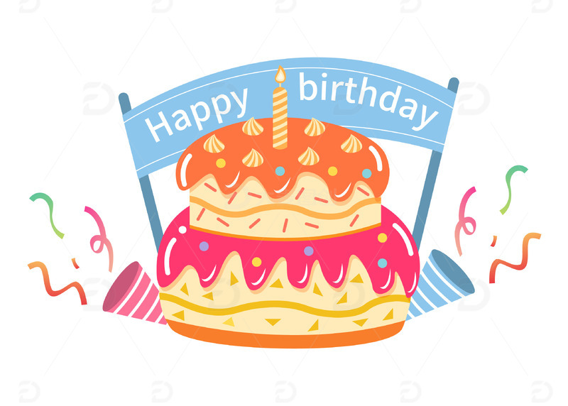 源文件下载【趣麦麦图】卡通简约双层生日蛋糕