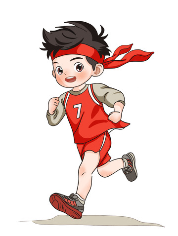手绘跑步的男孩素材