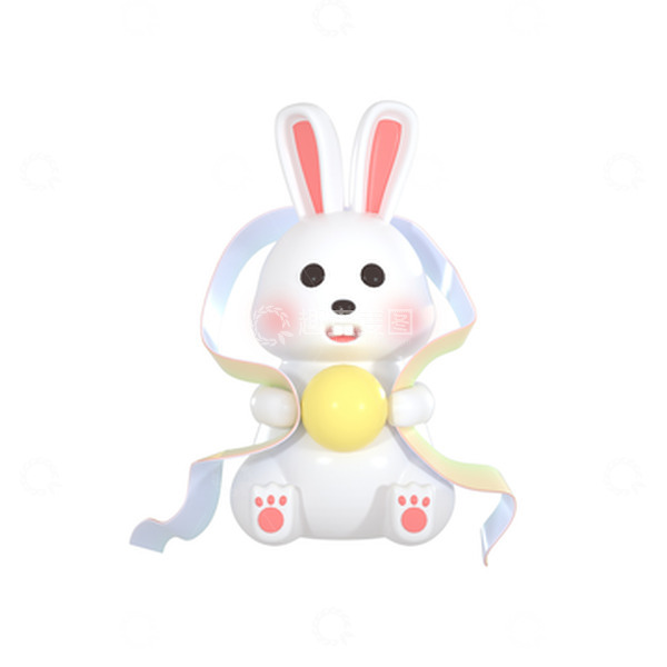 源文件下载【趣麦麦图】3D立体中秋节玉兔形象模型