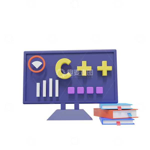 源文件下载【趣麦麦图】3D开学季学科装饰电脑书籍