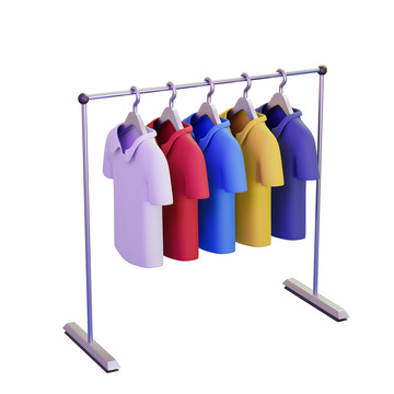 服装衣服T恤晾衣架收纳架3D立体元素