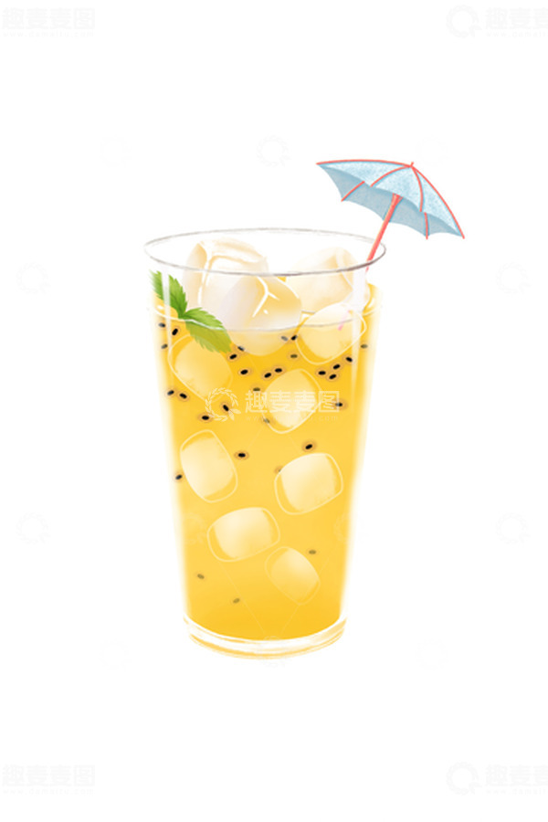源文件下载【趣麦麦图】-百香果饮料手绘插画