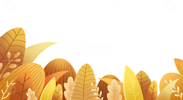 源文件下载【趣麦麦图】手绘秋天黄色叶子底部海报装饰元素