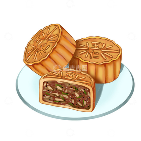 源文件下载【趣麦麦图】中秋月饼五仁月饼