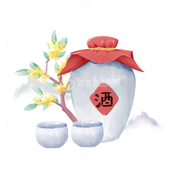源文件下载【趣麦麦图】简约古风中秋桂花酒