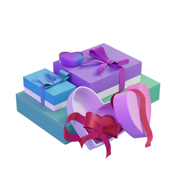 爱心礼包礼盒堆包装盒橱窗陈列礼品盒模型