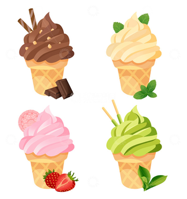 源文件下载【趣麦麦图】-四种口味冰淇淋