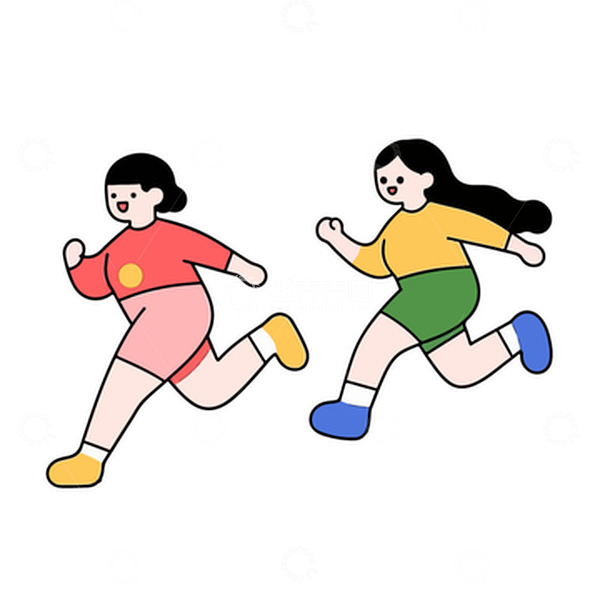 源文件下载【趣麦麦图】一起跑步的女孩插画