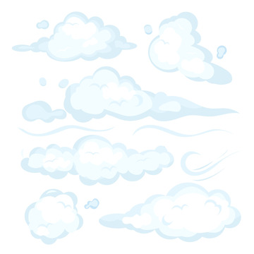 卡通蓝天白云飘浮装饰图标元素