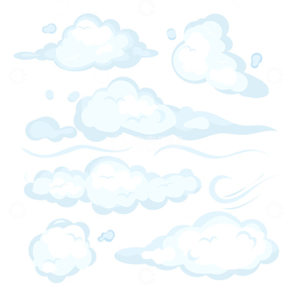卡通蓝天白云飘浮装饰图标元素