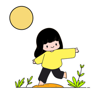 女孩在月亮下玩耍