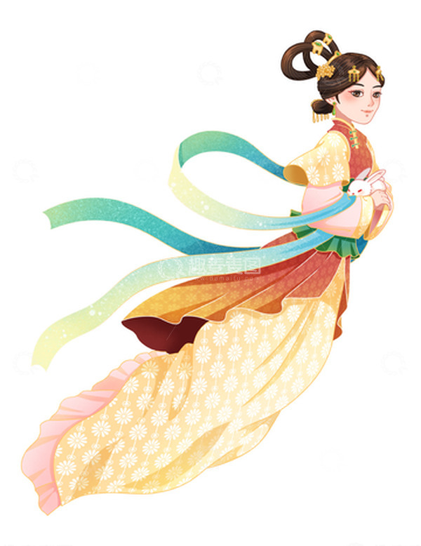 源文件下载【趣麦麦图】-嫦娥奔月人物卡通元素