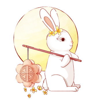 简约国风中秋节玉兔