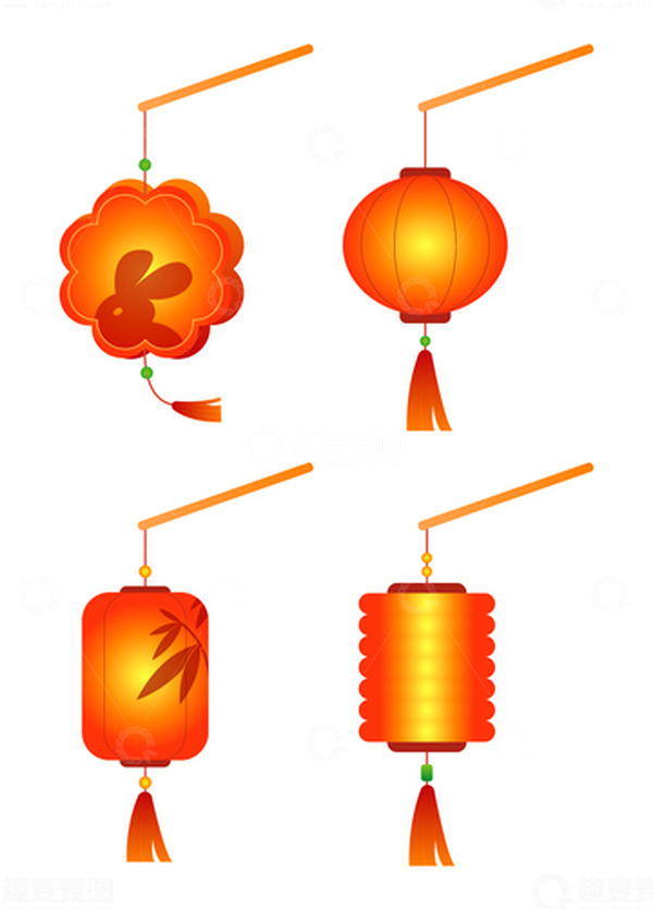 源文件下载【趣麦麦图】节日灯笼花灯矢量元素