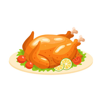 卡通食物美味的烧鸡元素