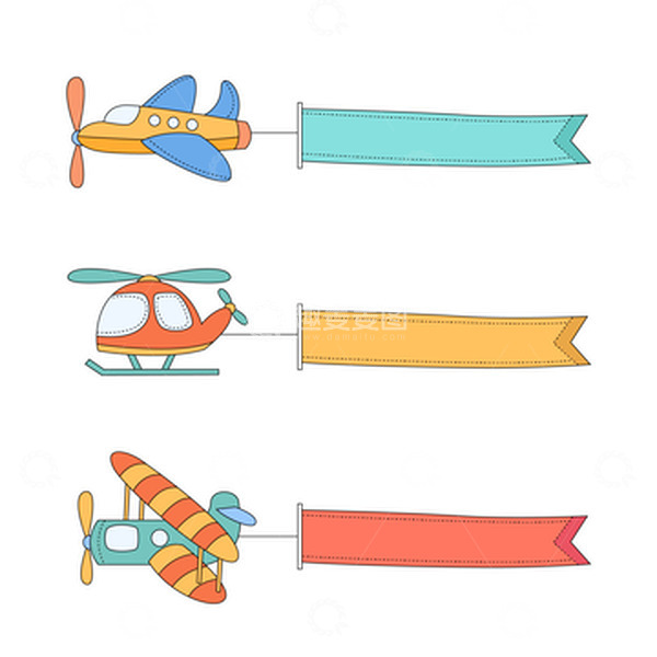 源文件下载【趣麦麦图】-卡通飞机标题边框框元素