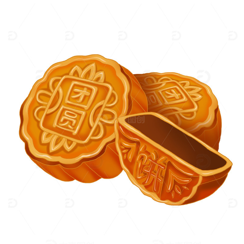 源文件下载【趣麦麦图】中秋团圆豆沙月饼