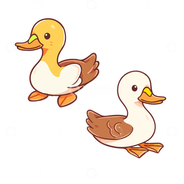 源文件下载【趣麦麦图】可爱小鸭子插画