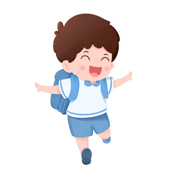 卡通可爱男孩开学开心奔跑免抠元素