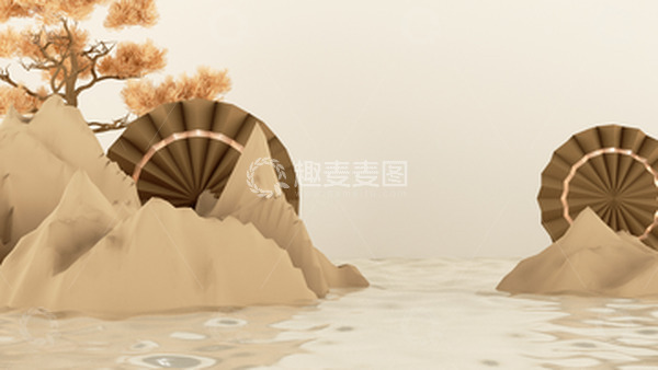 源文件下载【趣麦麦图】国风古风背景中国风立体C4D海报背景