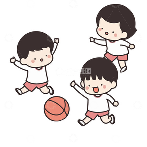源文件下载【趣麦麦图】-三个小男孩打篮球