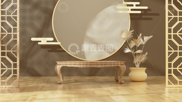 源文件下载【趣麦麦图】C4D国风古风背景中式立体海报背景