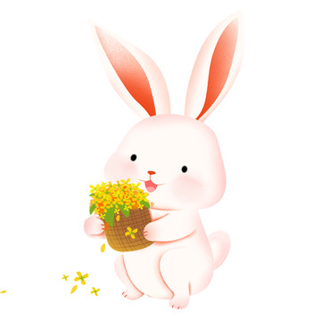 中秋节采摘桂花玉兔元素