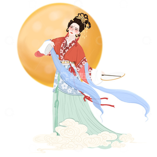 源文件下载【趣麦麦图】中秋节手绘嫦娥元素