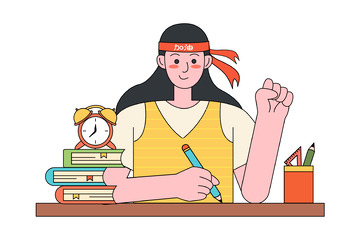 扁平简约奋斗学习的人物元素