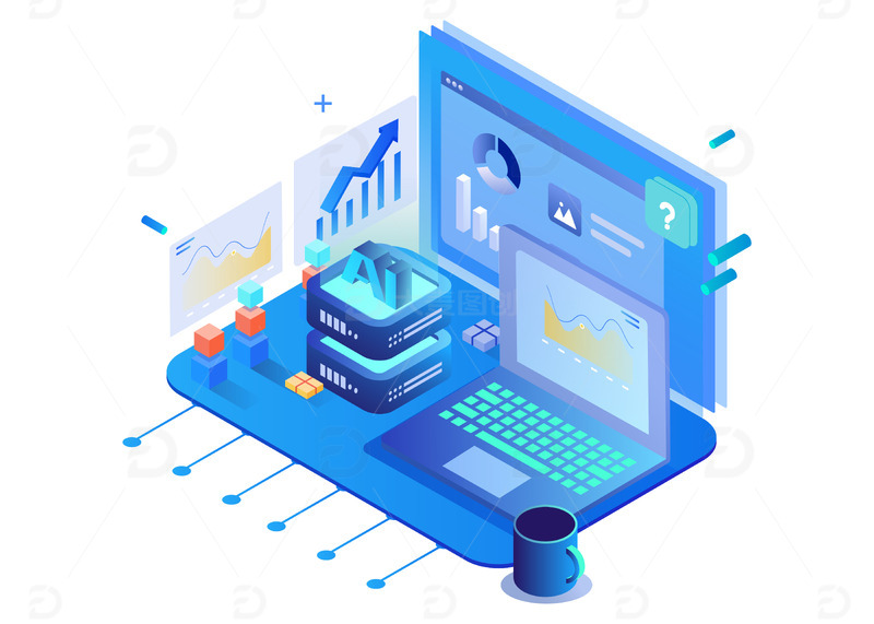 源文件下载【趣麦麦图】科技商务2·5D互联网数据可视化矢量插画