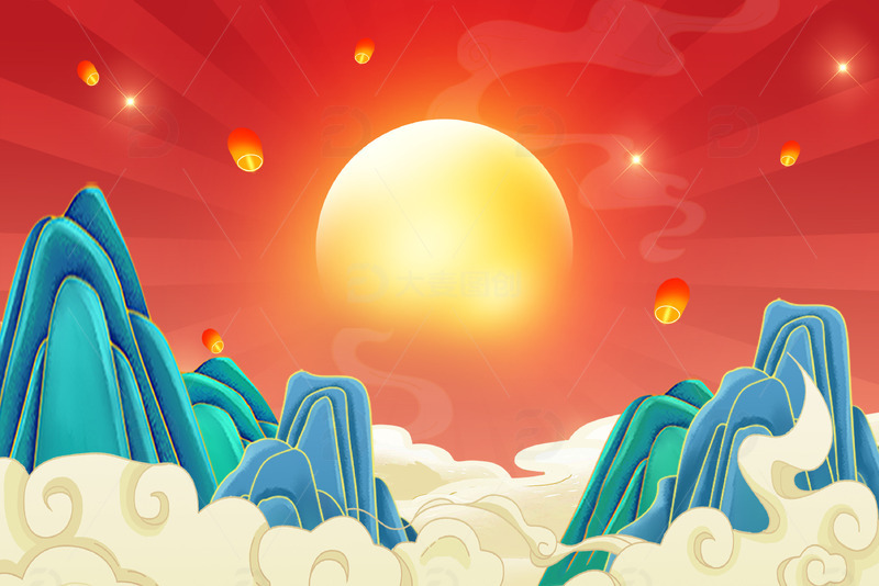 源文件下载【趣麦麦图】中秋节海报月球插画背景