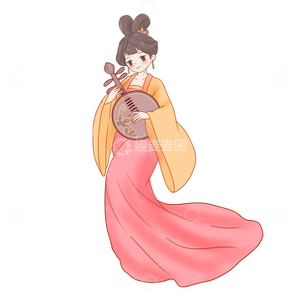 源文件下载【趣麦麦图】-嫦娥仙女中秋节弹奏古风美女