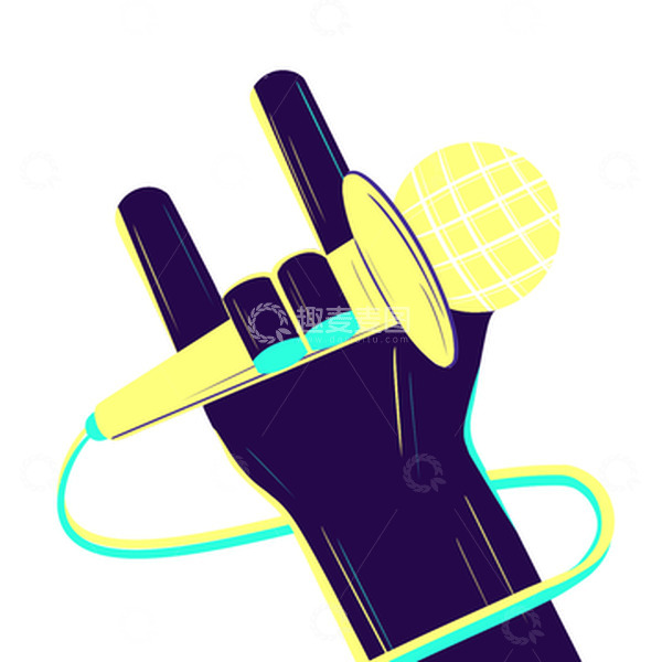 源文件下载【趣麦麦图】音乐节手势话筒氛围