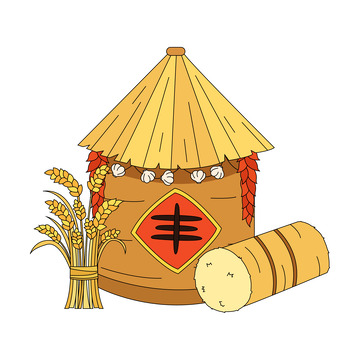 卡通秋季大丰收麦垛麦穗