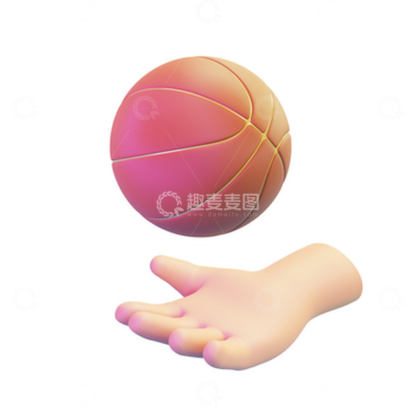 源文件下载【趣麦麦图】卡通手掌打篮球手捧篮球3D元素