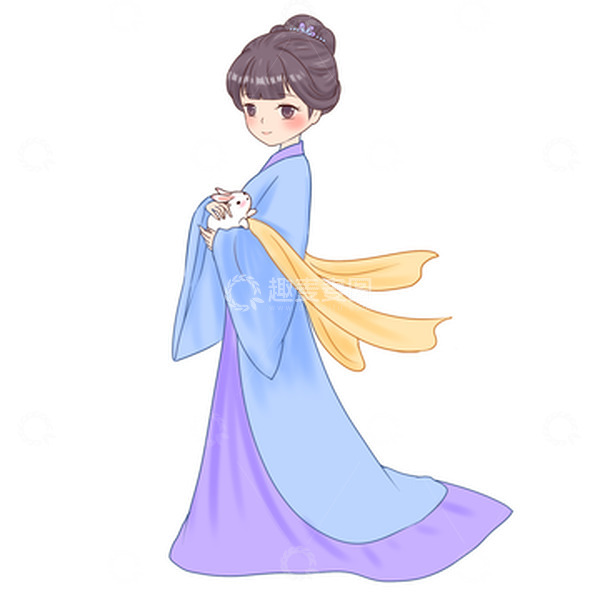 源文件下载【趣麦麦图】嫦娥仙女抱玉兔中秋节人物
