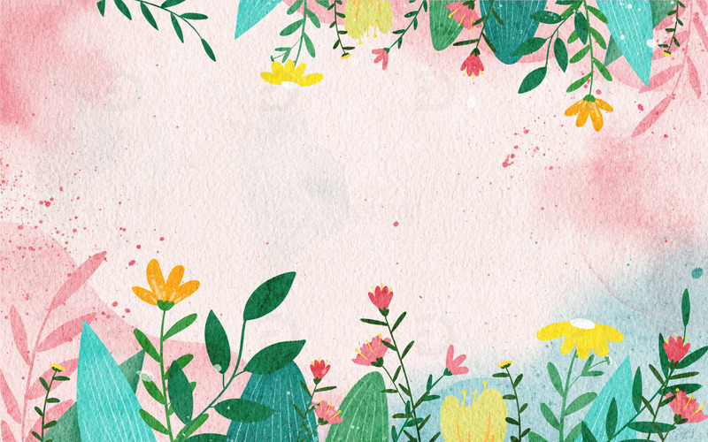 源文件下载【趣麦麦图】-手绘文艺小清新水彩画花卉植物纹理背景