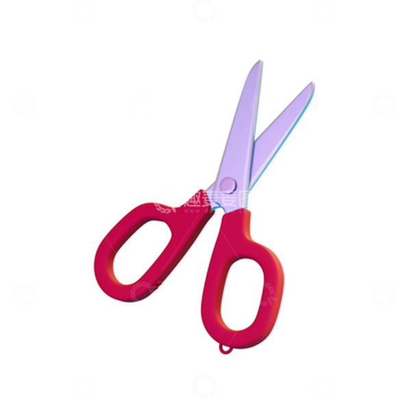 源文件下载【趣麦麦图】3D元素卡通红色剪刀模型