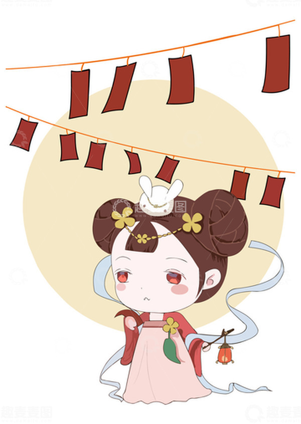 源文件下载【趣麦麦图】中秋节古风Q版嫦娥人物元素