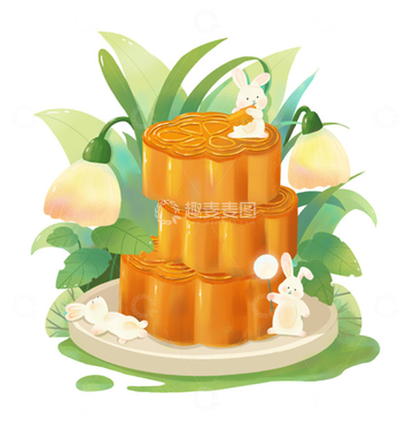 源文件下载【趣麦麦图】中秋  月饼  兔子