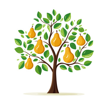 梨子树矢量插画