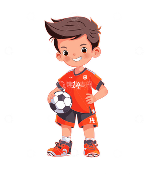 源文件下载【趣麦麦图】-男孩足球运动卡通素材