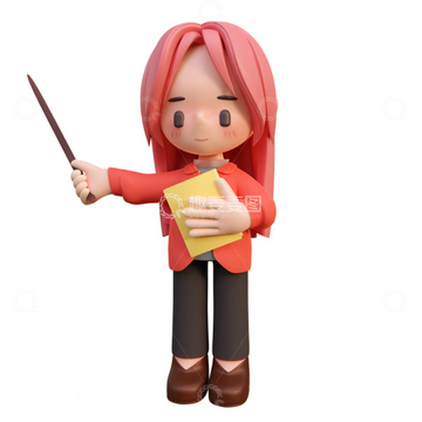 源文件下载【趣麦麦图】教师节3D老师讲课可爱女生人物教育