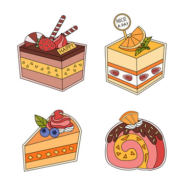 卡通线描奶油巧克力蛋糕