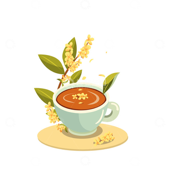 源文件下载【趣麦麦图】桂花茶桂花拿铁茶杯水杯中秋茶叶