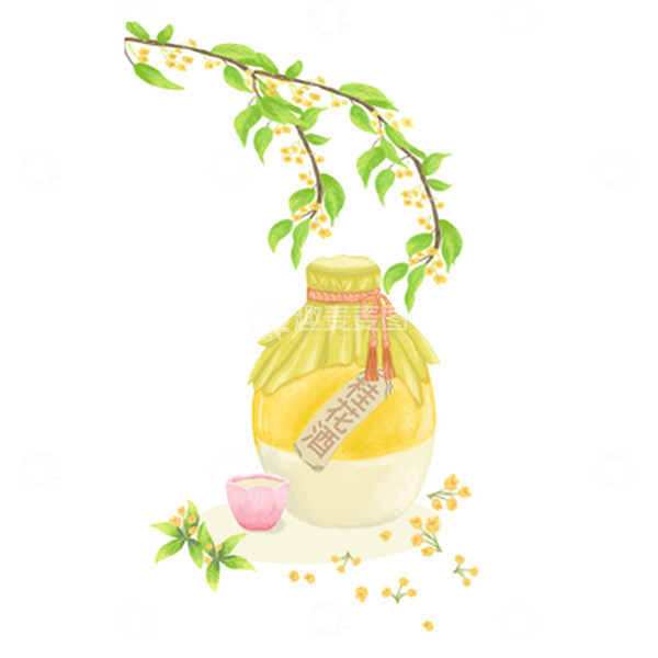 源文件下载【趣麦麦图】桂花酒清新中秋节简约酒杯桂花花瓣
